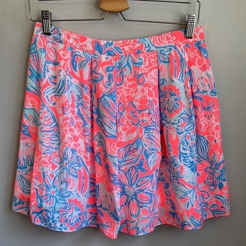 Lilly Pulitzer Neon Selina Mini Skirt Pink Sun Ray Summer Siren SZ 2